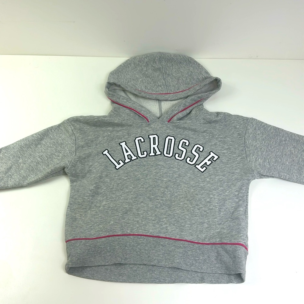 Justice Active gray lightweight Lacrosse pullover hoodie size 8 pink/glitter